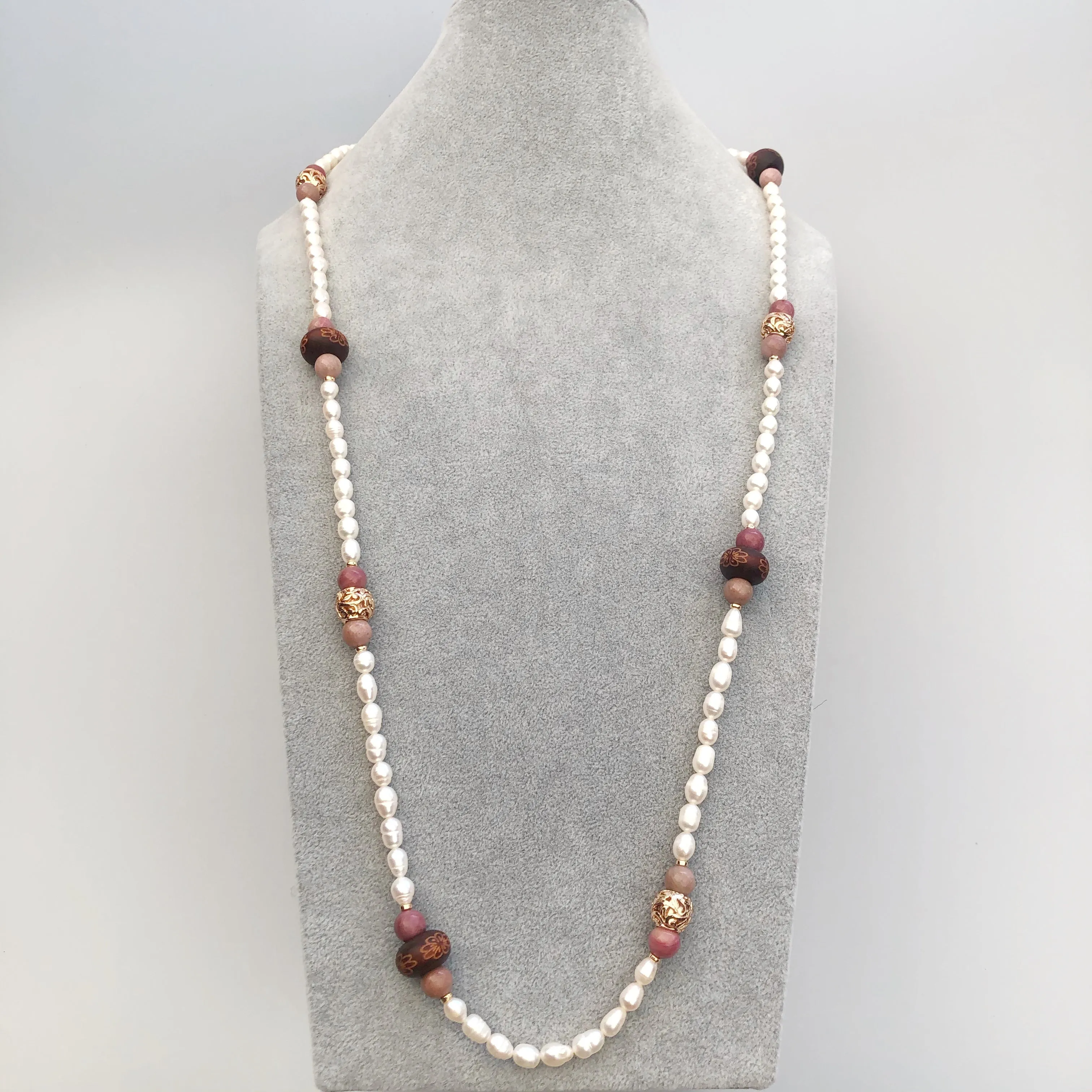 Multi-style Baroque Pearl Lariat Necklace Set with Red Tassels