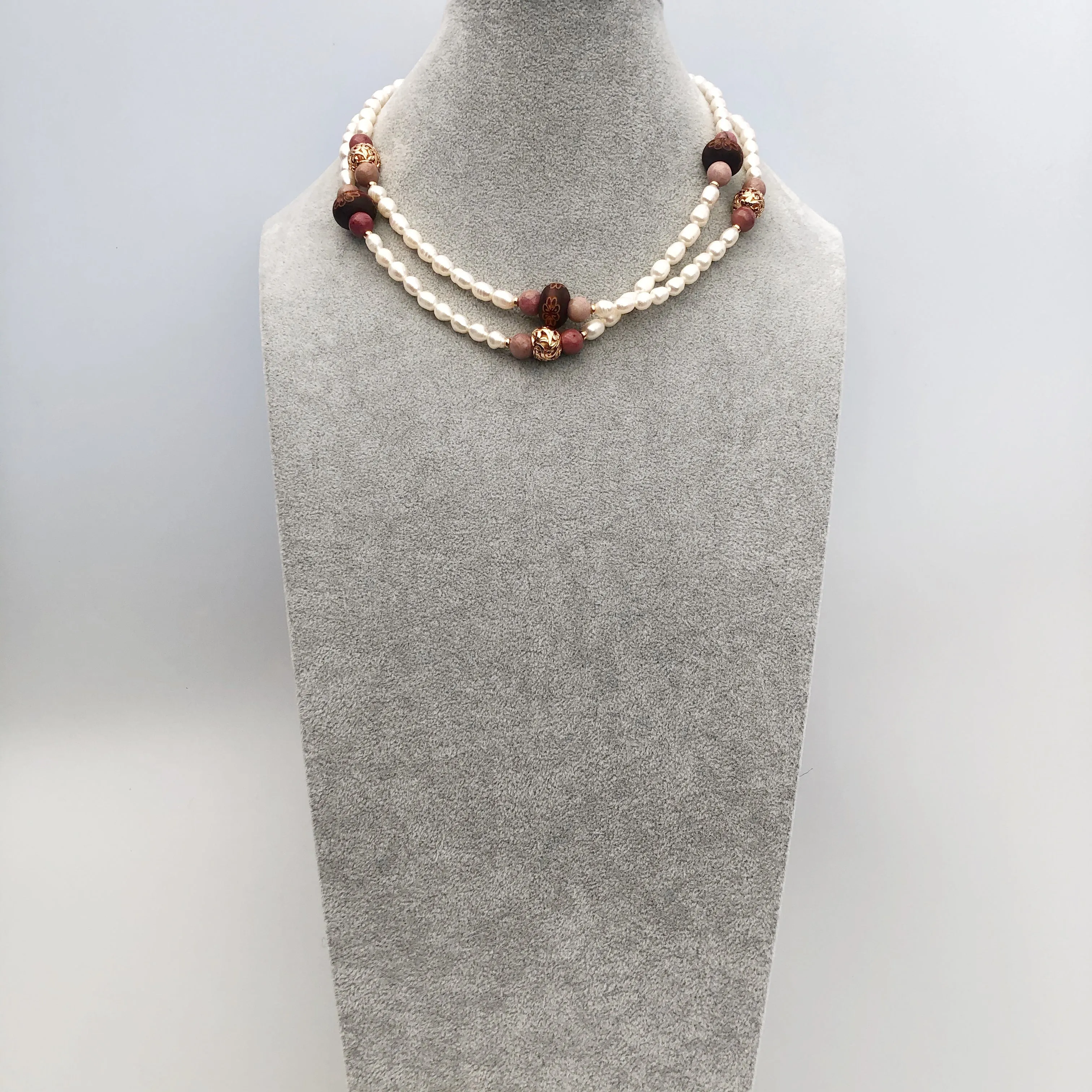 Multi-style Baroque Pearl Lariat Necklace Set with Red Tassels