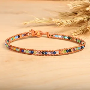 Multicolor Agate Beaded Choker Necklace with Leather Accents - Summery Colors | NOVICA