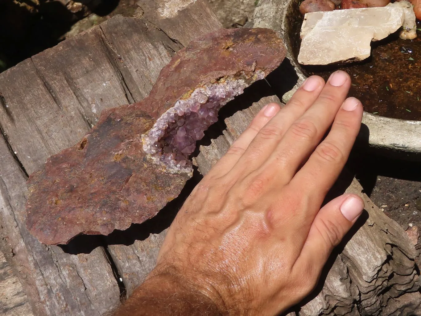 Natural Amethyst In Basalt Geode Specimens x 4 From Zululand, South Africa