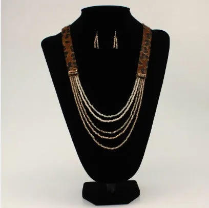 Necklace Set Gold Leopard Bead