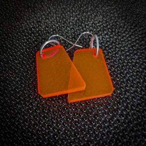 Neon Orange Block Dangle Earrings