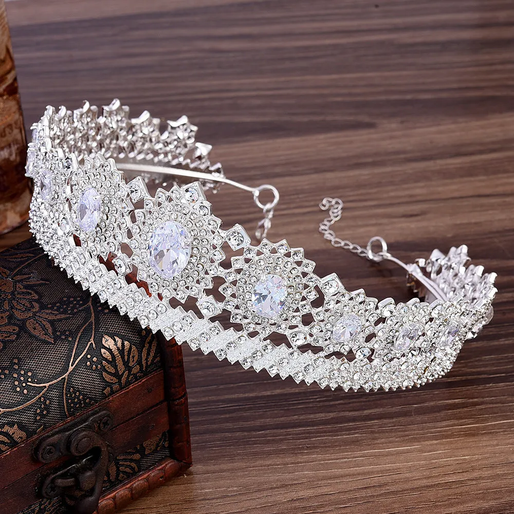 New bridal jewelry European and American high-end zircon crown wedding headdress hairpin wedding dress accessories