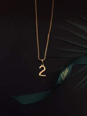 Number 2 Gold Dipped Pendant Necklace