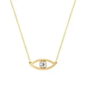 Open Evil Eye Necklace with Diamond Center 