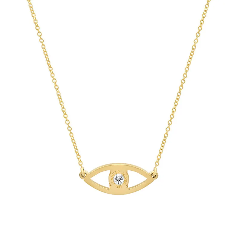 Open Evil Eye Necklace with Diamond Center 