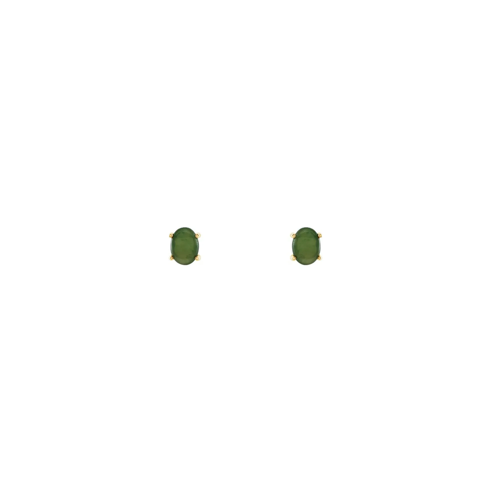 Oval Nephrite Jade Stud Earrings (14K)