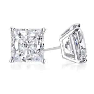 Paris Jewelry 14K White Gold 1 Carat Princess Created Diamond Solitaire Stud Earrings