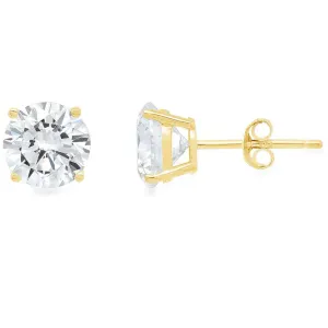 Paris Jewelry 14k Yellow Gold 1/4 Carat Solitaire Created White Diamond Stud Earrings (G-H, SI)