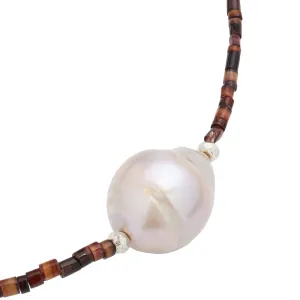 Pearl  & Chocolate Shell Necklace