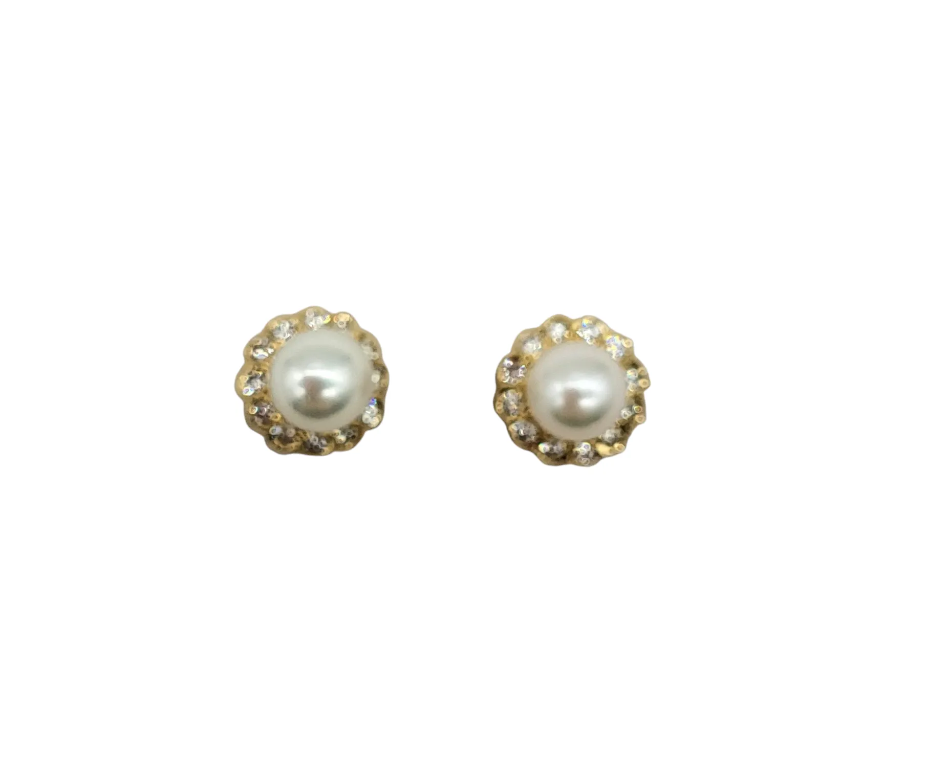 Pearl Earrings with Diamond Halo