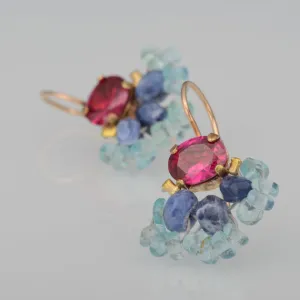 Pink Zircon Fan Earrings