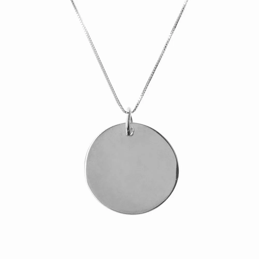 Plain Coin Large Silver Pendant