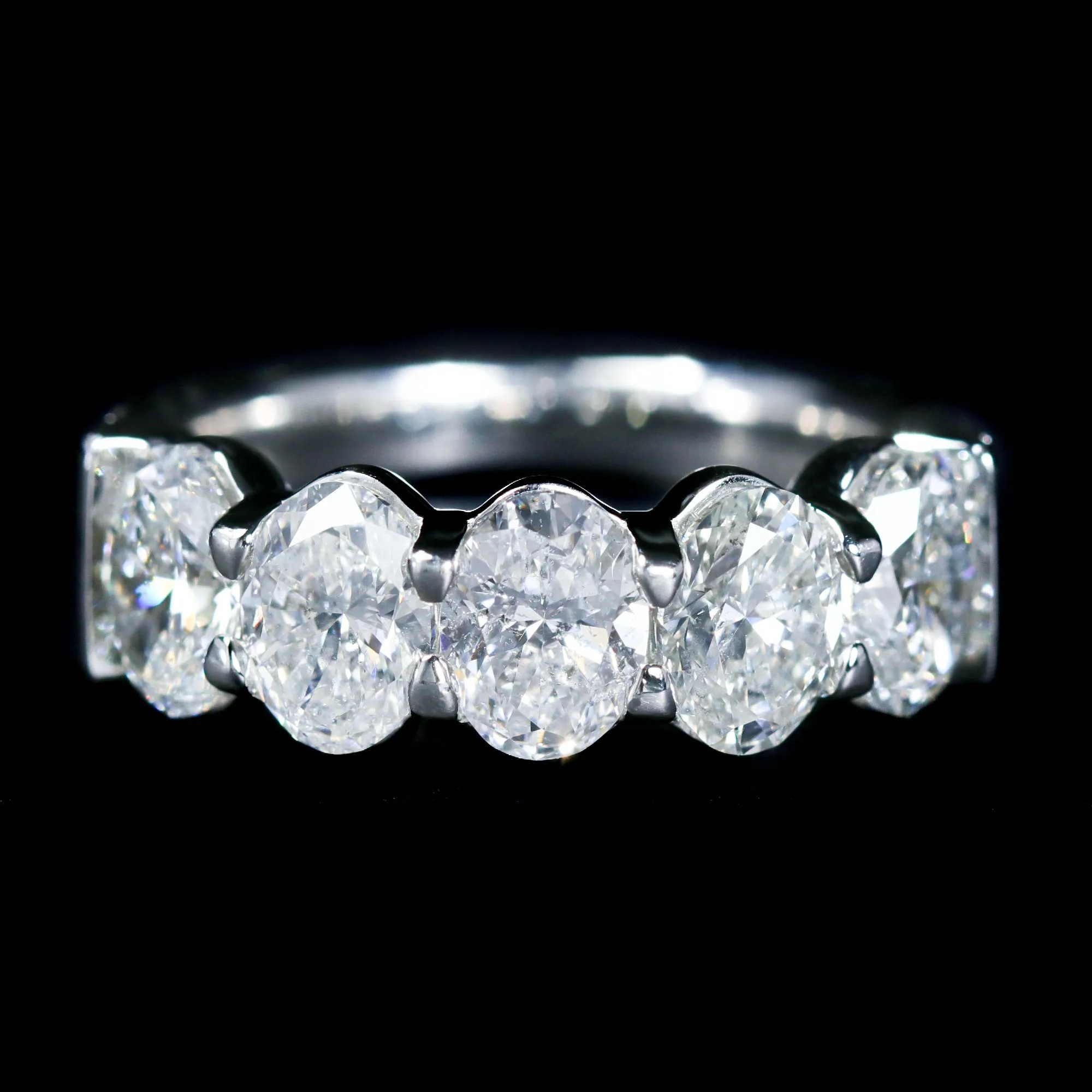 Platinum 3.55 CTW Oval Cut Diamond Band