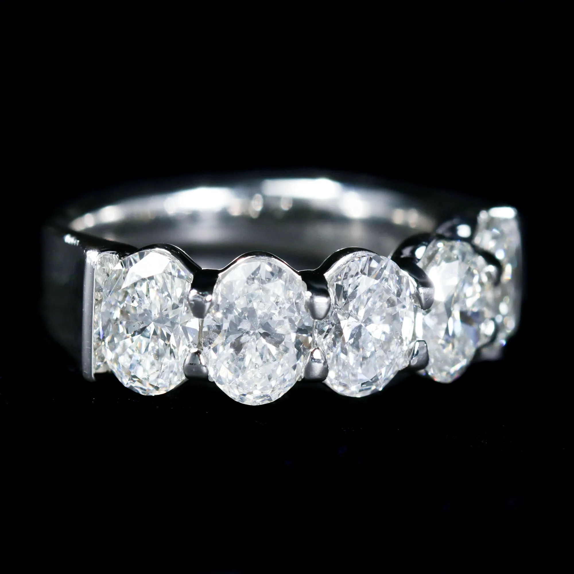 Platinum 3.55 CTW Oval Cut Diamond Band