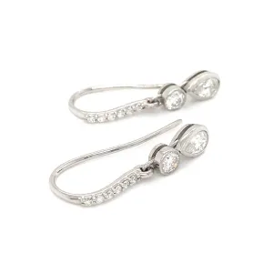 Platinum Diamond Bezel Set Drop Earrings