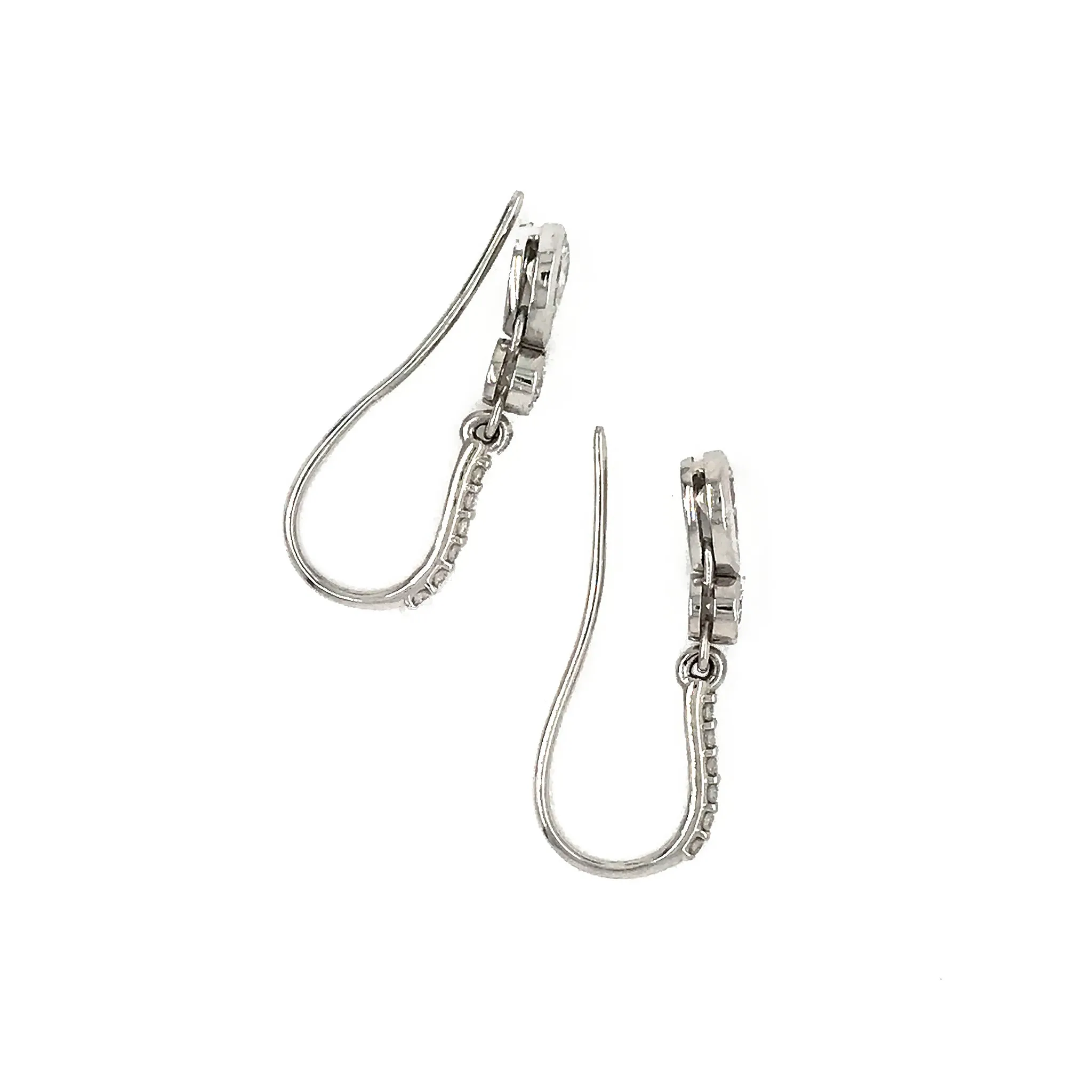 Platinum Diamond Bezel Set Drop Earrings