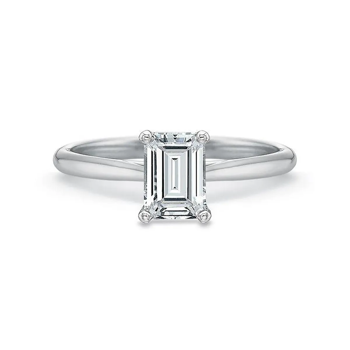 Platinum Emerald-cut Diamond Engagement Ring Setting