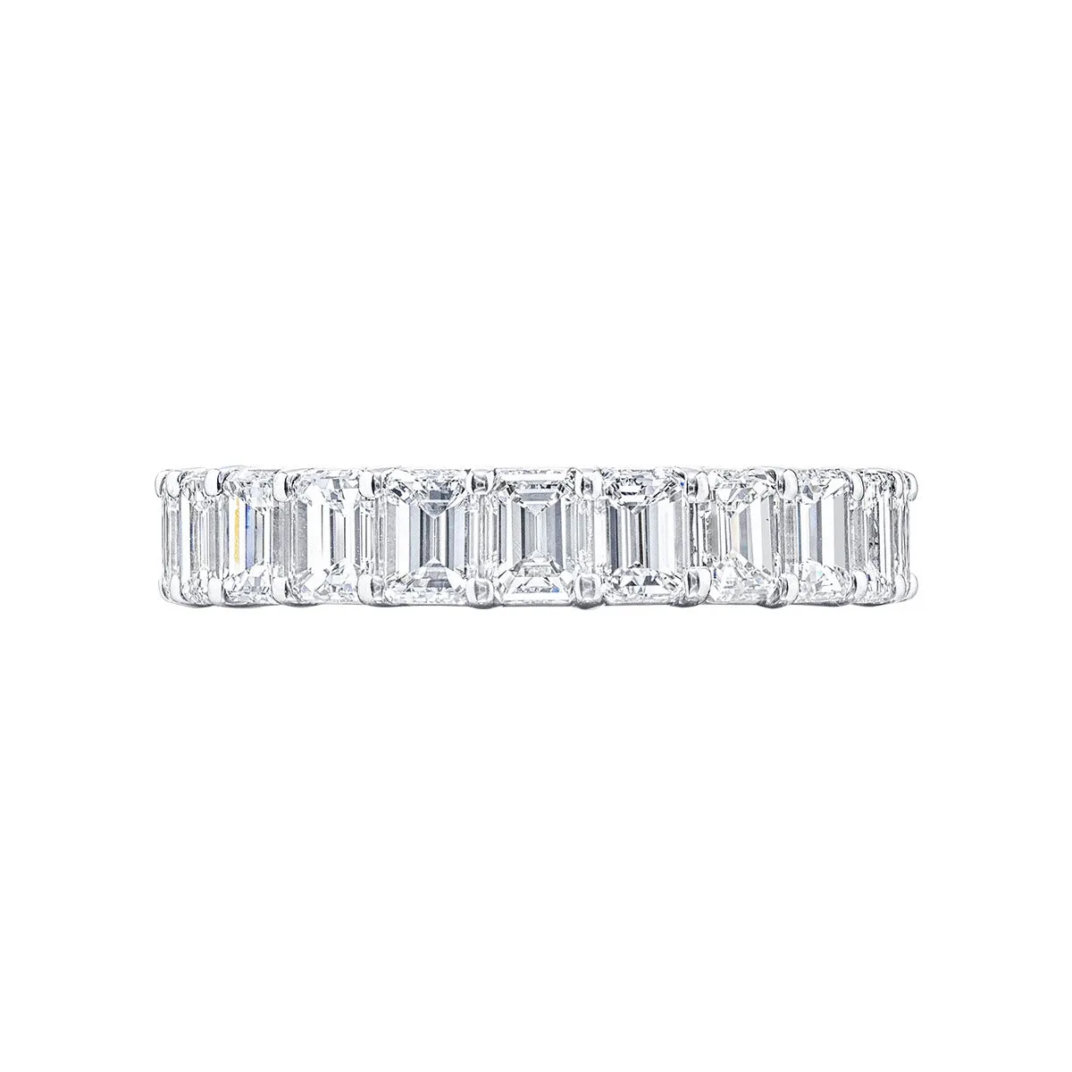 Platinum Emerlad-cut Diamond Eternity Band