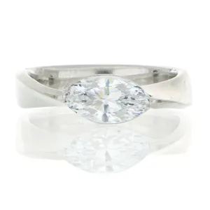 Platinum Mobius Solitaire Marquise Engagement Semi-Mount