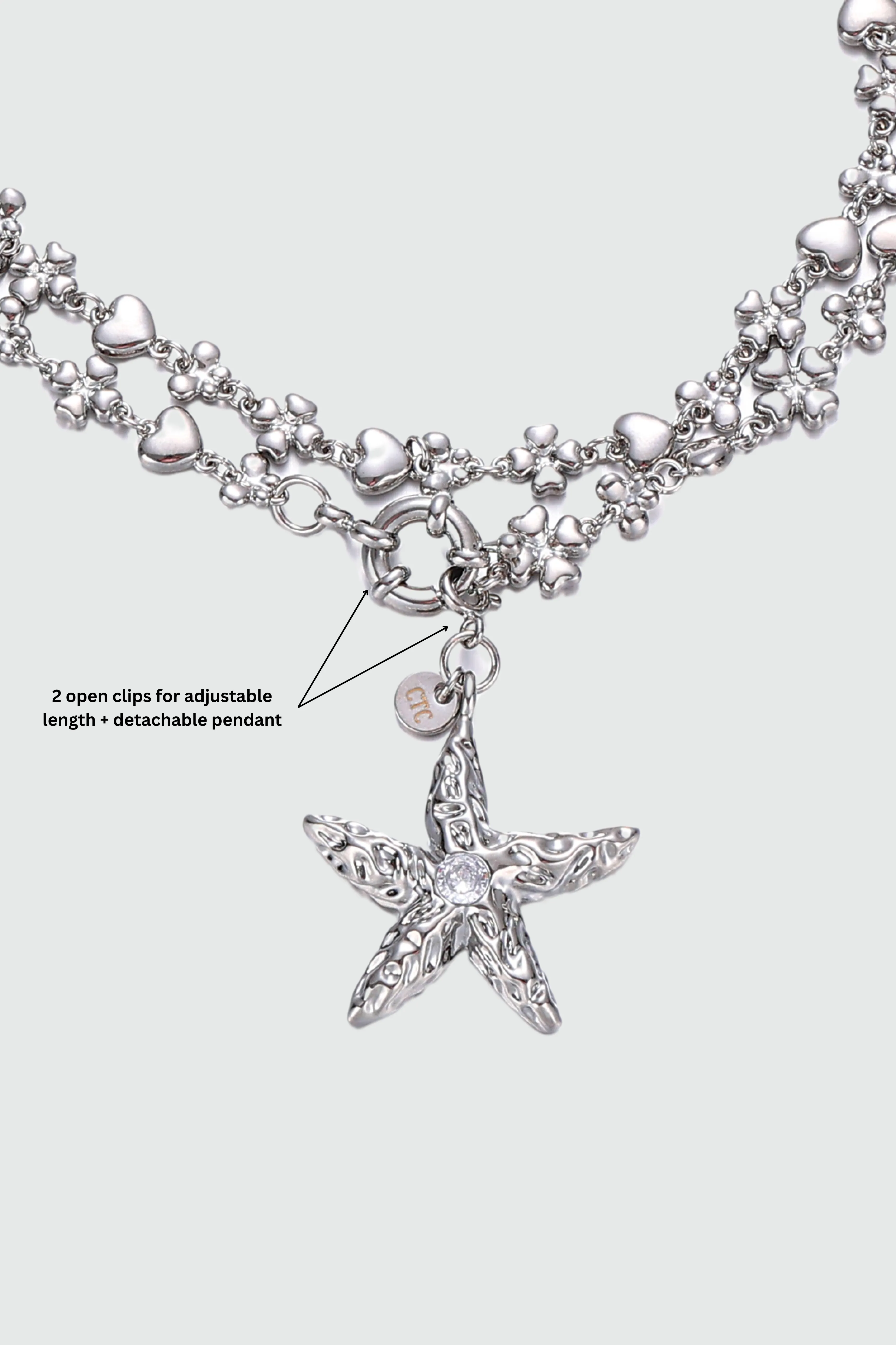 Platinum Plated Diamond Starfish Necklace (waist chain)