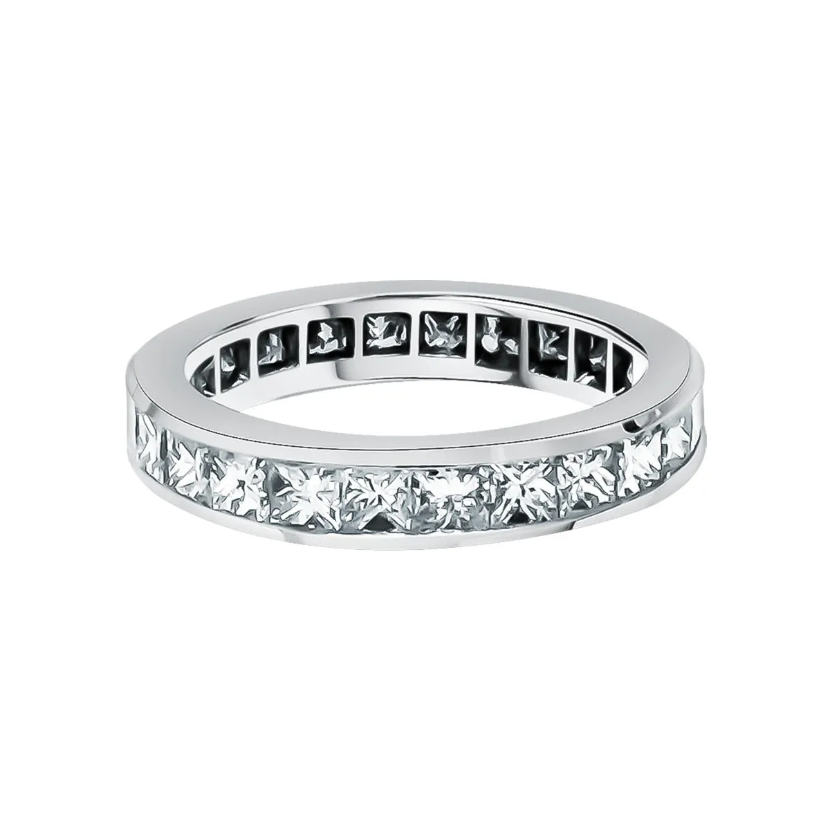 Platinum Princess-cut Diamond Wedding Eternity Band