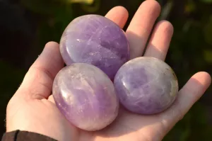 Polished Semi Gemmy Dream Amethyst Galet - Palm Stones x 12 From Madagascar