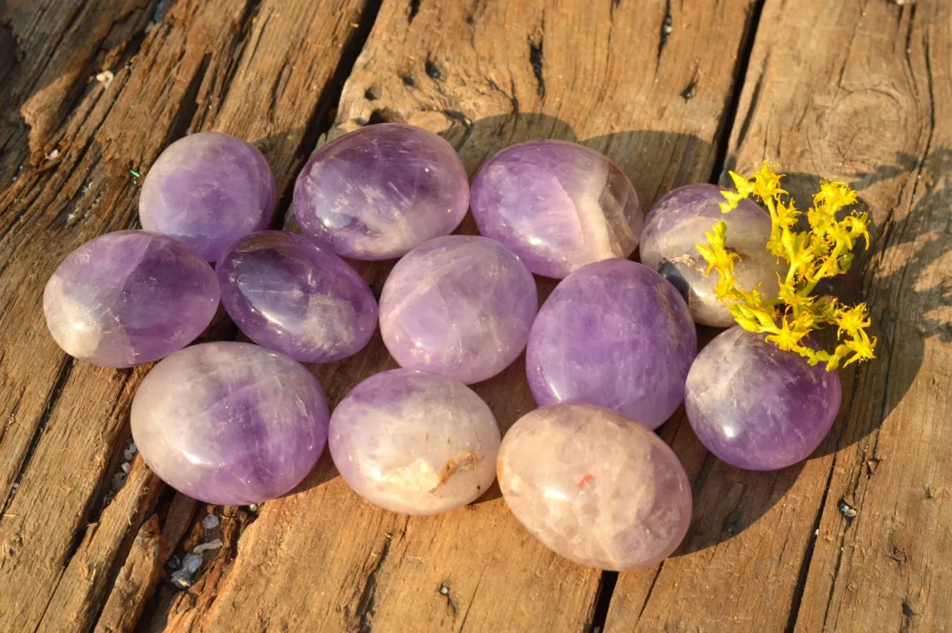 Polished Semi Gemmy Dream Amethyst Galet - Palm Stones x 12 From Madagascar