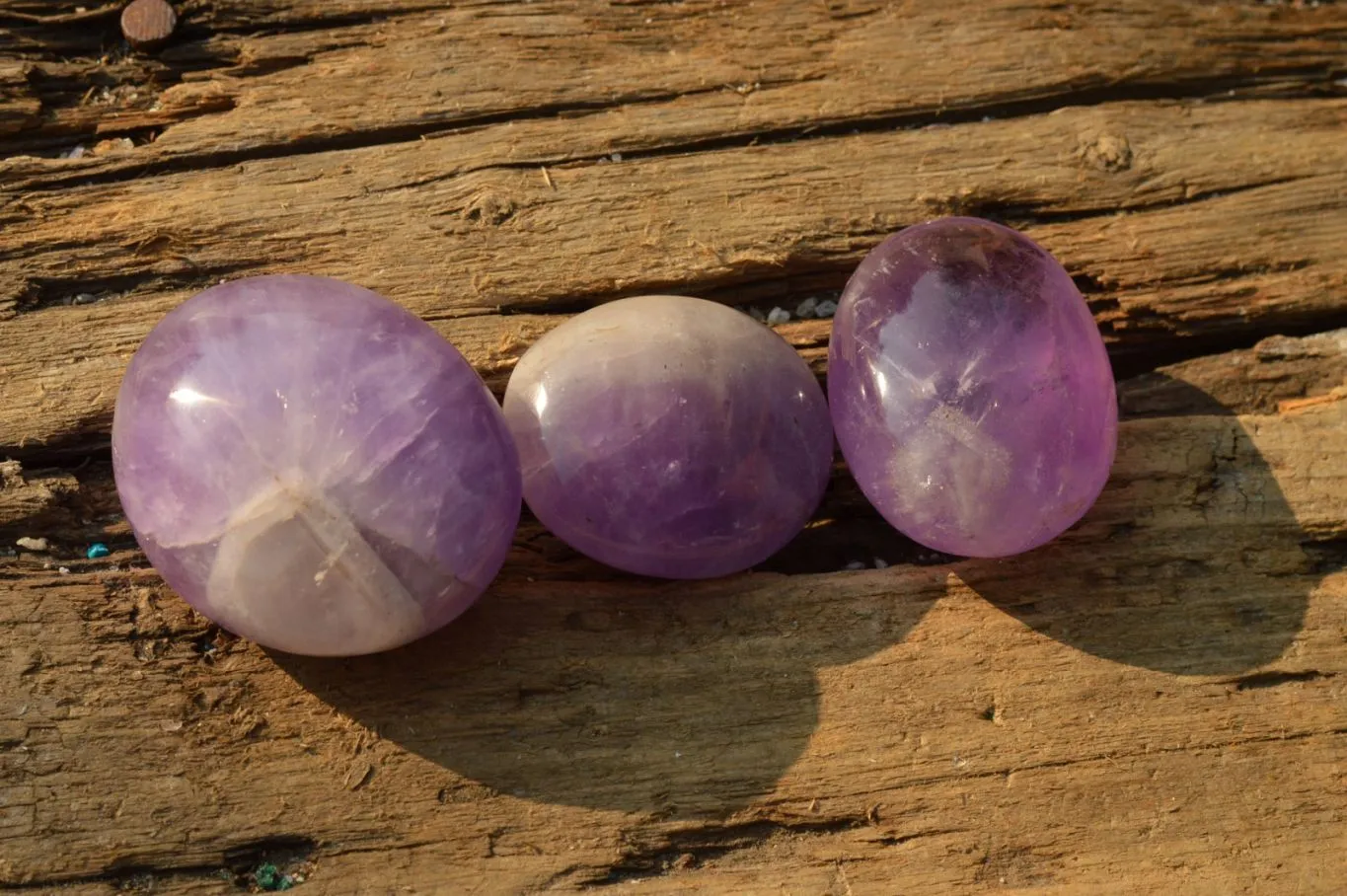 Polished Semi Gemmy Dream Amethyst Galet - Palm Stones x 12 From Madagascar