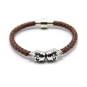 Punk Braided Magnetic Skull Bracelet 龐克風編織磁扣骷髏頭手鍊 KJBR16092