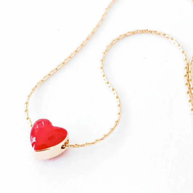 Red Heart Gold Filled Necklace