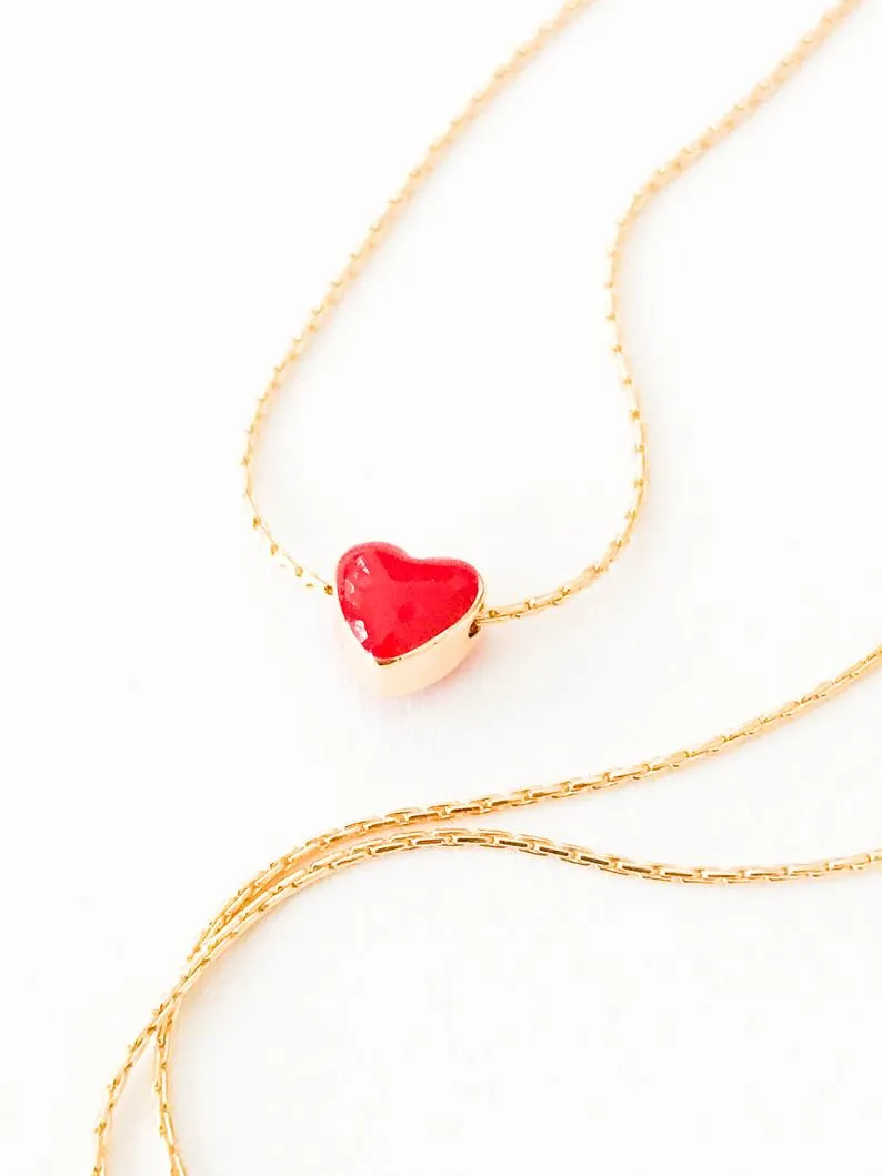 Red Heart Gold Filled Necklace