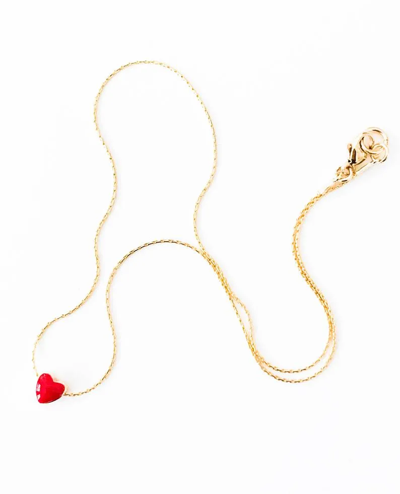 Red Heart Gold Filled Necklace