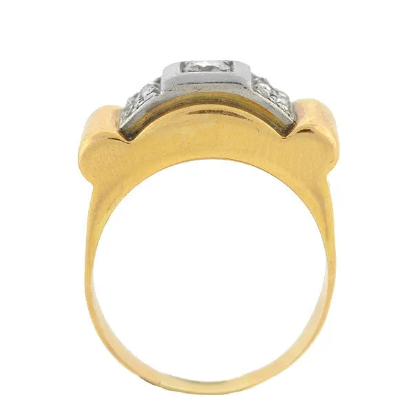 Retro 14kt & Platinum 2-Tone Diamond Ring