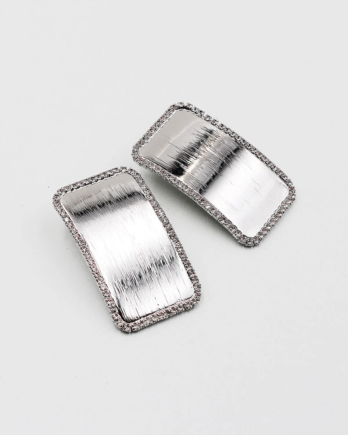 Rhinestone Edged Metal Plate Earrings