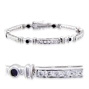 Rhodium Brass Bracelet with AAA Grade CZ in Jet for Women Style 32021