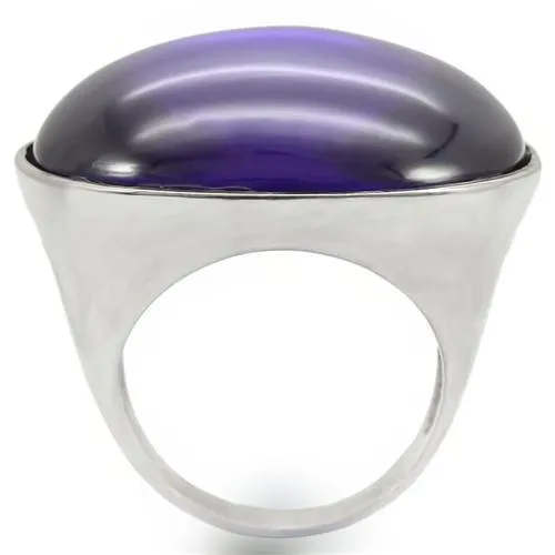 Rhodium Brass Ring with Genuine Stone in Amethyst for Women Style 0W345