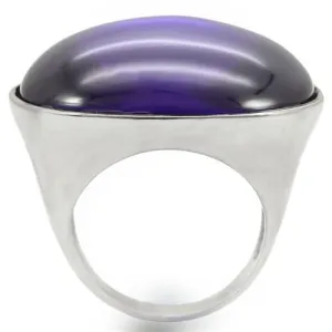 Rhodium Brass Ring with Genuine Stone in Amethyst for Women Style 0W345