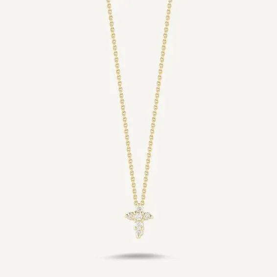 Roberto Coin Tiny Treasures 18K Yellow Gold Small Diamond Cross Necklace