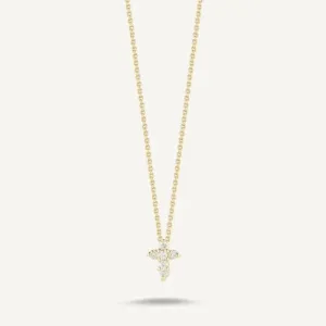 Roberto Coin Tiny Treasures 18K Yellow Gold Small Diamond Cross Necklace