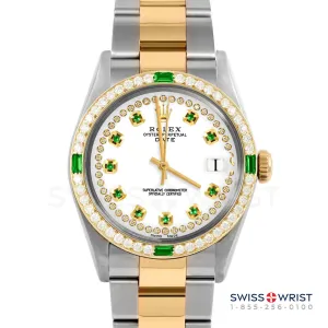 Rolex Date 34mm | 1500-TT-WHT-STRE-4EMD-OYS