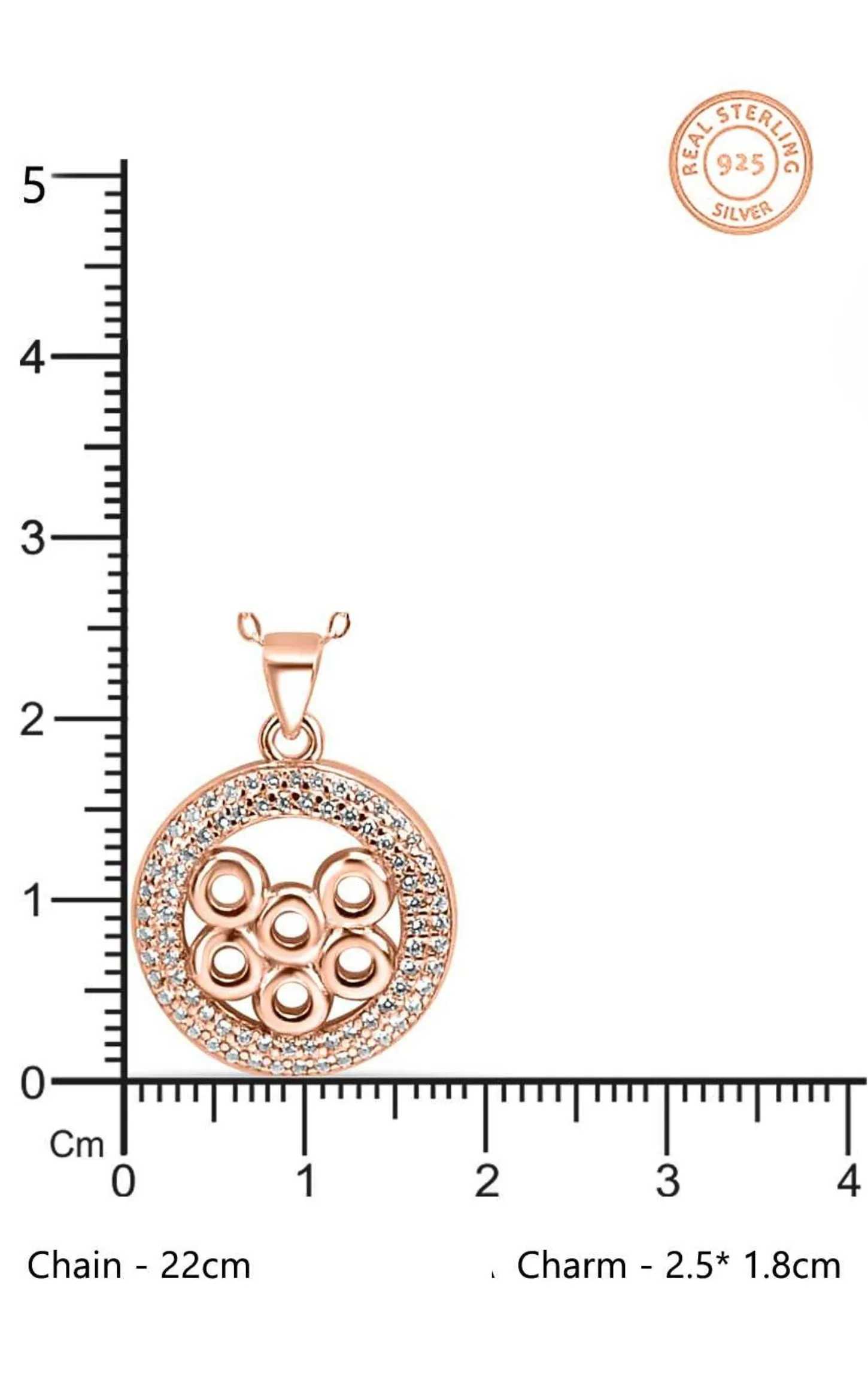 Rose Gold Tri-Circle Enclaved Pendant Set