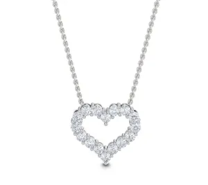 Round Diamond Heart Pendant Necklace