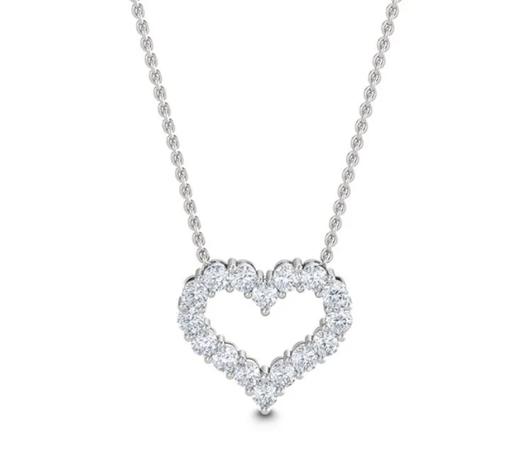 Round Diamond Heart Pendant Necklace