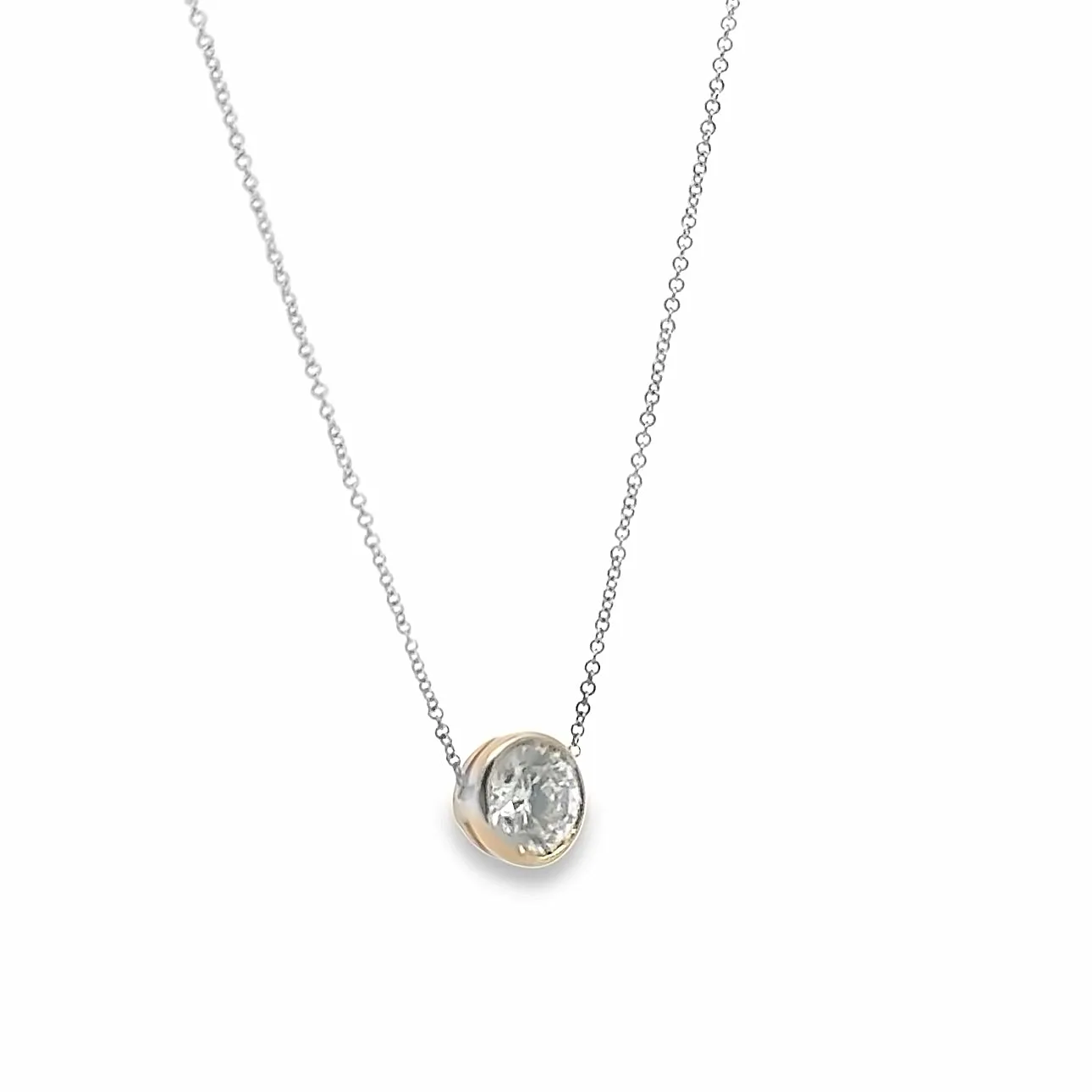 Round Diamond Solitaire Bezel Necklace