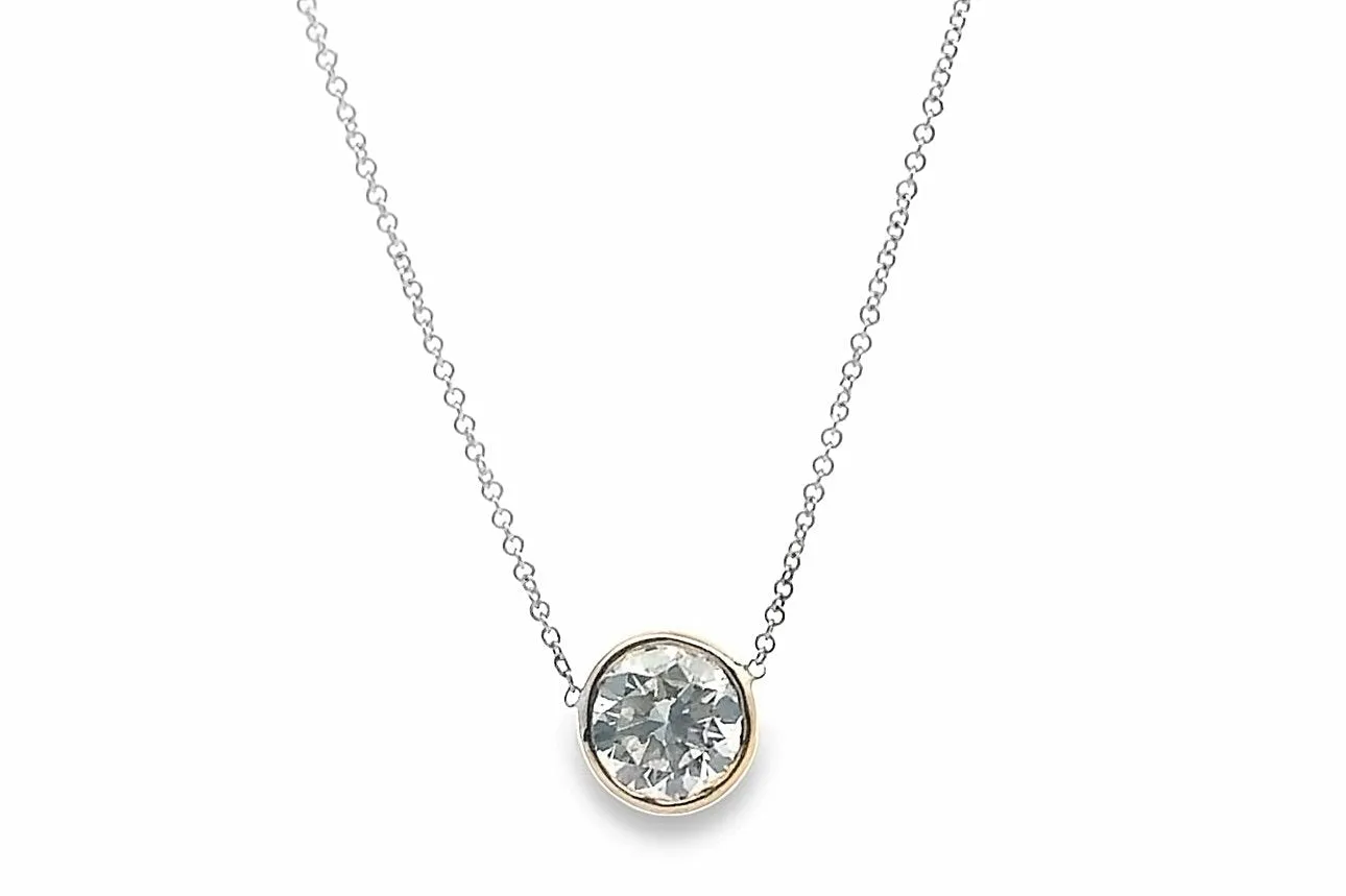 Round Diamond Solitaire Bezel Necklace