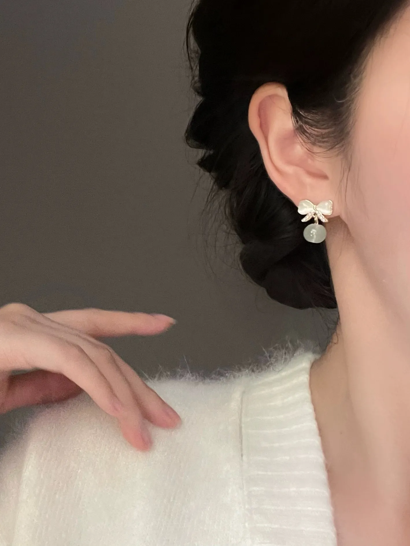 Runwu Imitation Hetian Jade Earrings