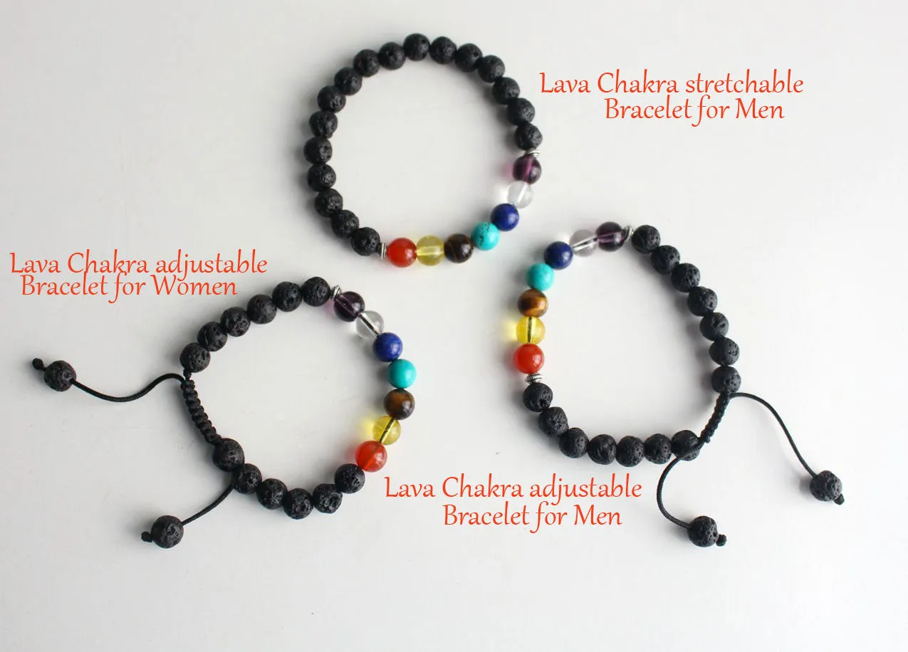 Seven  Chakra  Lava Bead Bracelet Yoga Jewelry