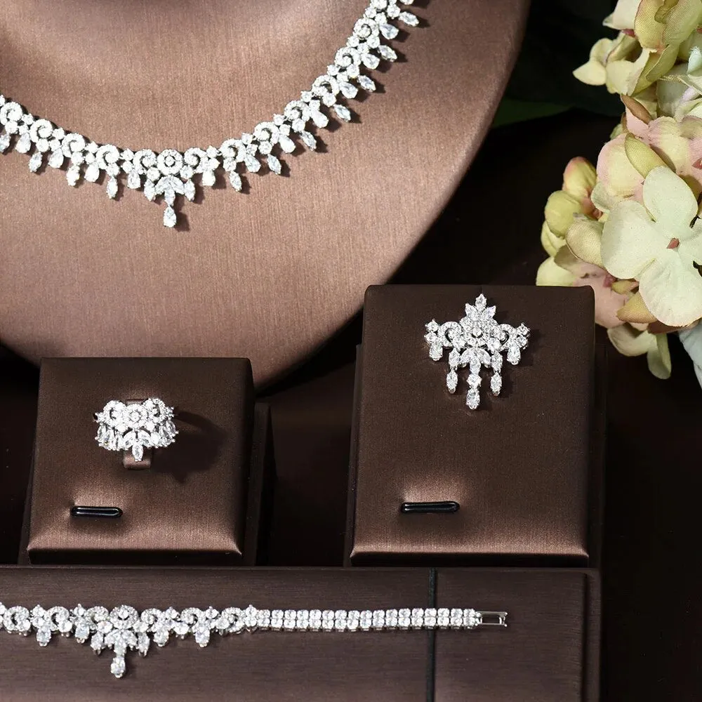 Shiny CZ Bridal Necklace Earring Set