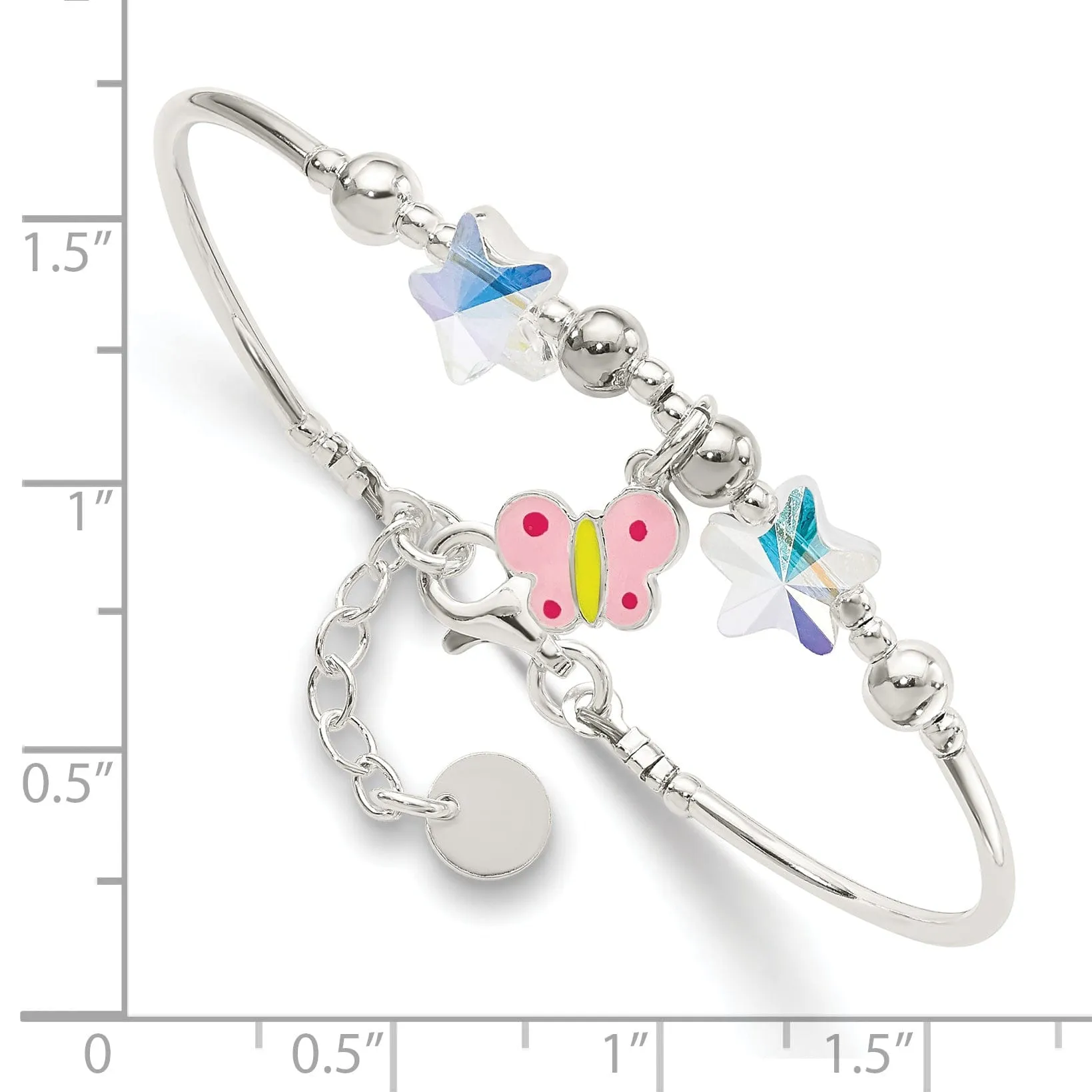 Silver Children Swarovski Butterfly Star Bracelet